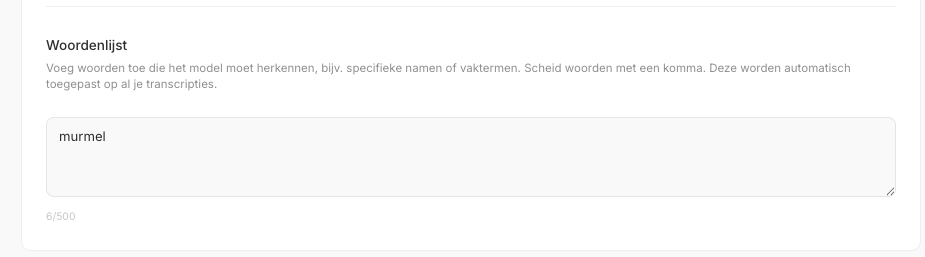 Woordenlijst in de Murmel Studio